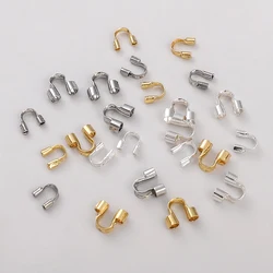 50pcs Stainless Steel Gold Color Wire Protectors Guard Guardian Loops U Shape Clasps Connector For Jewelry Making