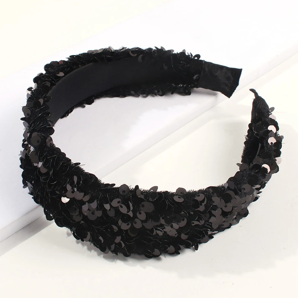 

1 Piece Shiny Sequins Headband Stylish Hairband for Women Elegant Pearl Hair Hoop Special Occasion Daily Wear Hair Accessories