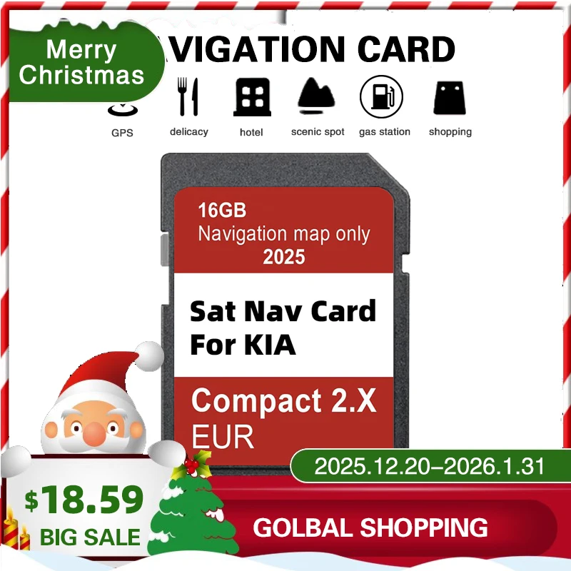 Sat Nav pour KIA Compact 2.X Venga/Ceed/Sportage/Rio/Picanto/Optima/Sorento Car 2025, carte SD 16 go, cartes européennes, logiciel de mise à jour