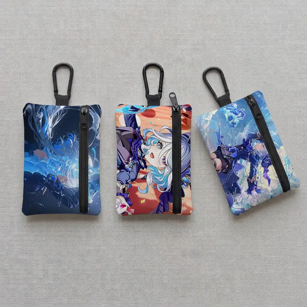 Anime Game Genshin Impact Furina Everyday Oxford Cloth Zipper Coin Purse - Lightweight Card Holder & Hanging Key Pouch