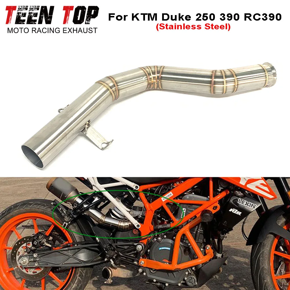 For KTM DUKE 250 RC390 Motorcycle Escape Exhaust Middle Link Pipe Stainless Steel Connect Tube duke 390 2017+ Exhaust Elbow