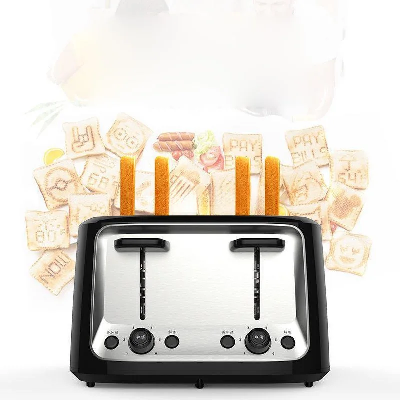 4 Slice เครื่องปิ้งขนมปัง HX-5009 ครัวเรือนสแตนเลสสมาร์ทขนมปังเครื่องปิ้งขนมปังสําหรับ Bagel มัฟฟินวาฟเฟิลกลูเตนฟรีขนมปังจับเวลา