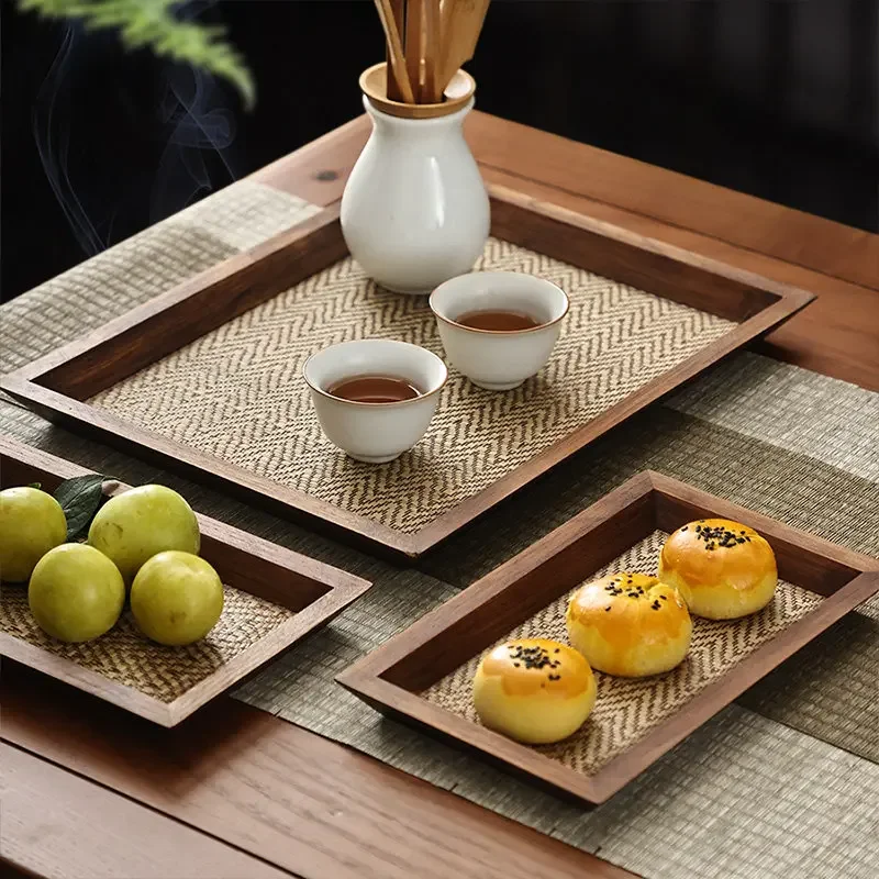 Antique Style Wooden Dry Brew Tray Chinese Tea Ceremony Set Home Tea Room Portable Mini storage Table with Zen Style Teas Board