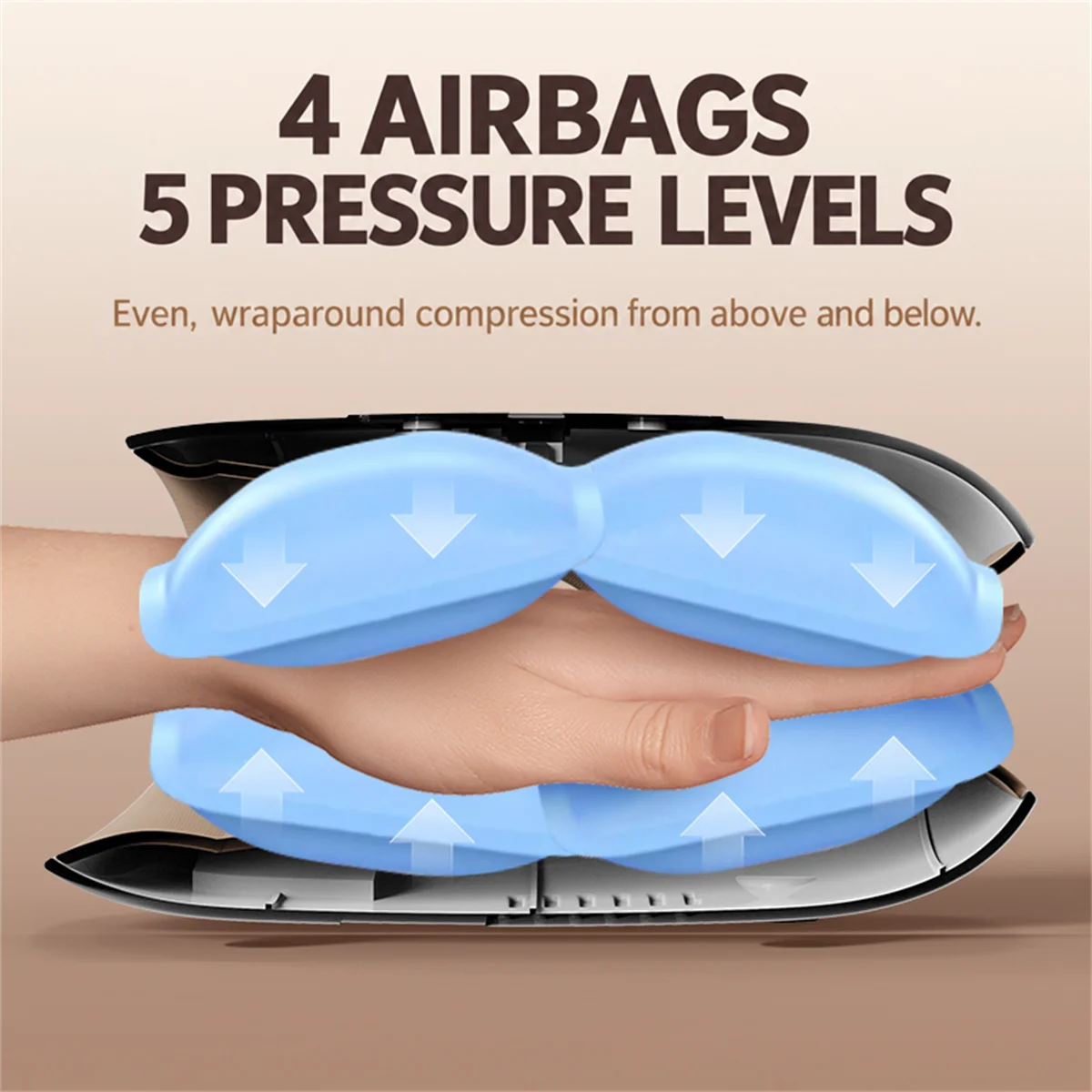 RELAX FUTURE RFX-A117 Cordless Hand Massager with Heat, Air Compression, 5 Intensity Levels, 3 Modes, USB-C Rechargeable