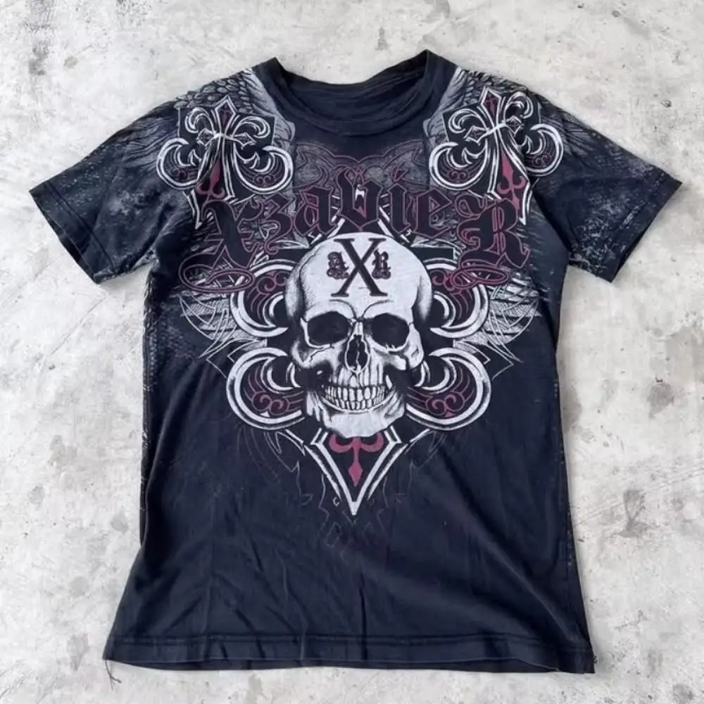 

Men's summer new personalized skull print soft and comfortable round neck T-shirt outdoor street style top