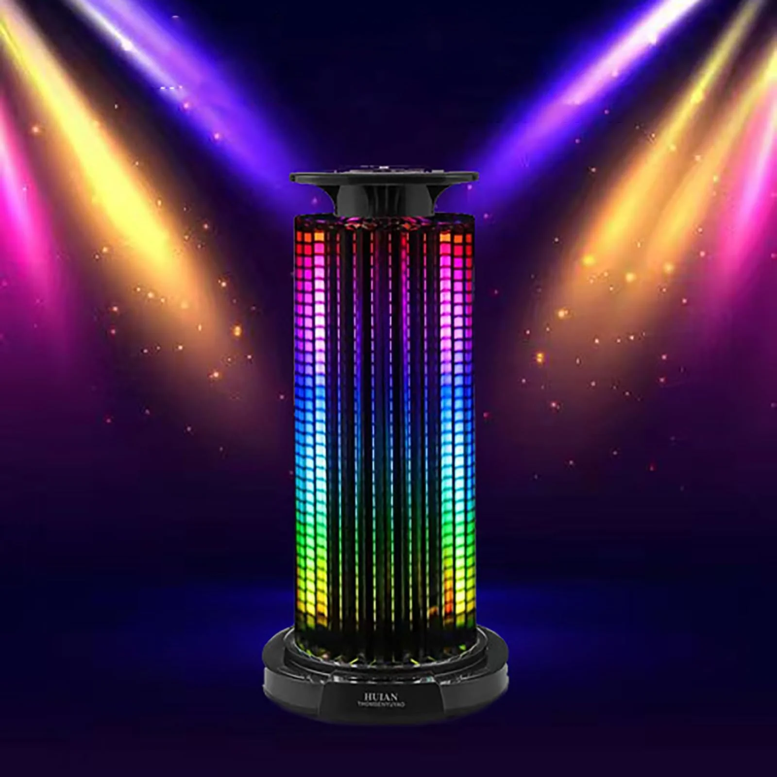

Voice Activated Pickup RGB Music Rhythm Light, Rechargeable 360° Luminescence Smart RGB Table Lamp with Crystal Glass Lampshade