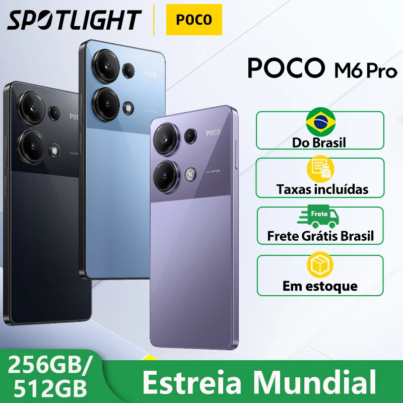 【World Premiere】IVA incluídas Frete Grátis Brasil POCO M6 Pro Global Version Helio G99 Ultra 120Hz AMOLED 64MP Triple Camera