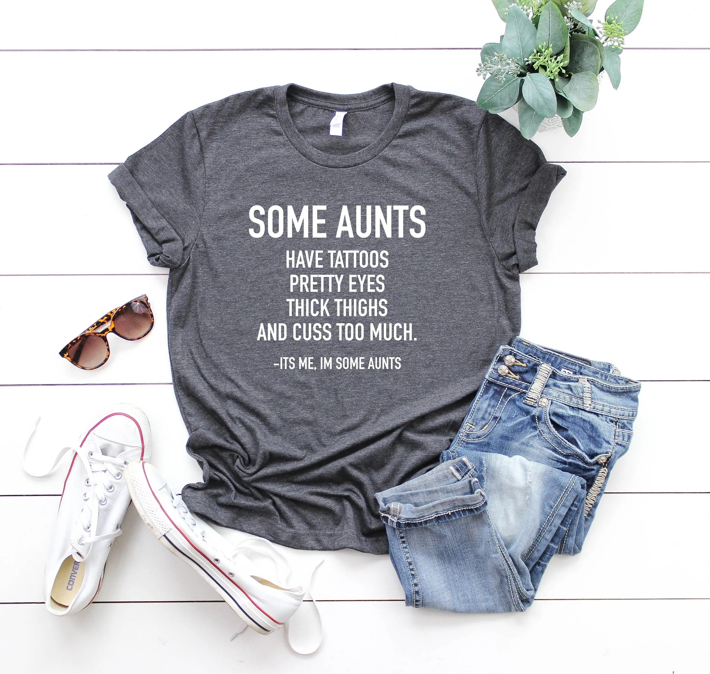 Some Aunts have Tattoos Pretty Eyes and Cuss Too Much T Shirt Cool Aunt Auntie Bear