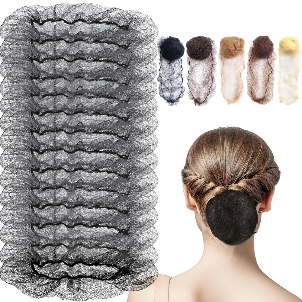 

Invisible Hair Nets for Long Hair, 20pcs Black Elastic Mesh Women Hairnets Wig Cap for Wigs Frontal Closure Hair Bun Sleeping