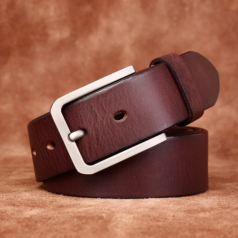 

3.8CM High Quality Cowhide Fashion Genuine Leather Casual Jeans Cowboy Belt Men Pin Buckle Retro Luxury Simple Male Strap Cintos