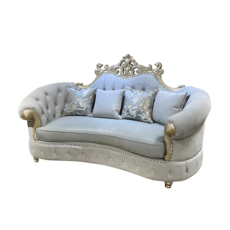 

French sofa European fabric luxury blue solid wood blue sofa furniture living room modern luxury