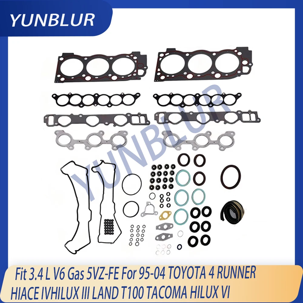 

Engine parts Full Gasket Set Fit 3.4 L V6 Gas 5VZ-FE For 95-04 TOYOTA 4 RUNNER HIACE IVHILUX III LAND T100 TACOMA HILUX VI