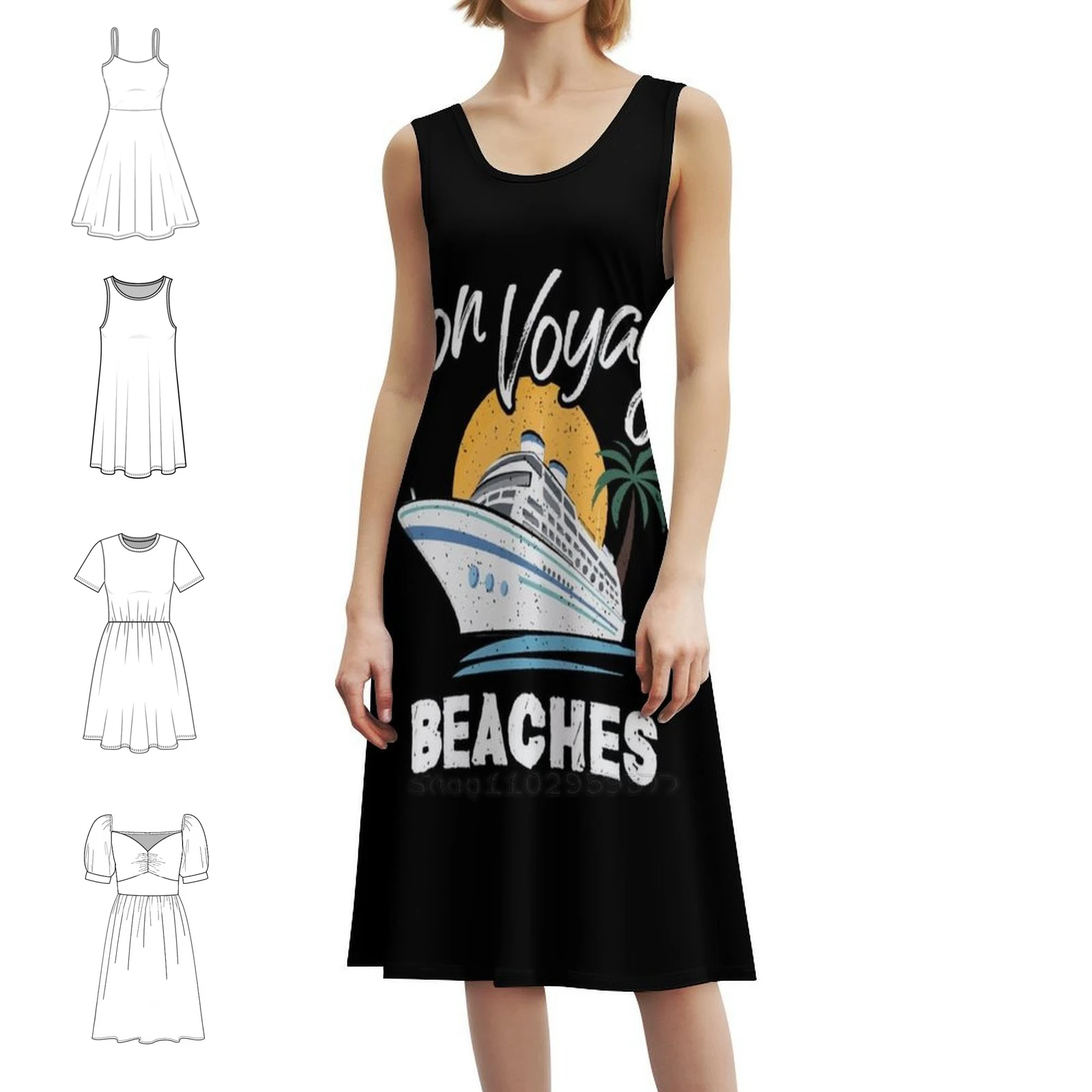 فستان كاجوال على الطراز الكوري من Bon Cruise Ship Beaches Graphic Cruising للنساء، فساتين بسيطة يومية للمكتب للسيدات، سفينة بون كروز