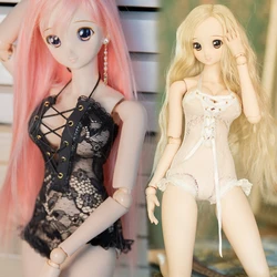 New 1/4 1/3 Sheer Lace Jumpsuit MSD MDD Sheer Bra Panty Underwear DDDY Sexy Lace Tie-up Jumpsuit BJD Doll Clothes Accessories