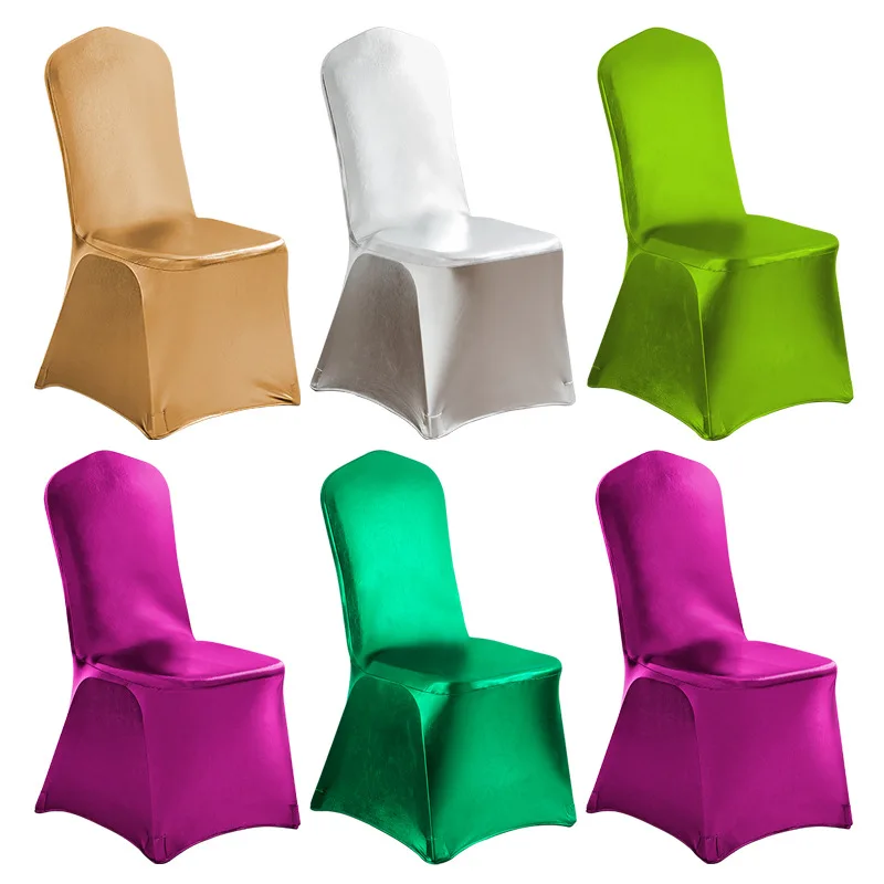 Hot Stamping Solid Color Chair Cover Hotel Banquet Wedding All-Inclusive Stretch Slipcovers Satin Protective Cover for Foot Wrap