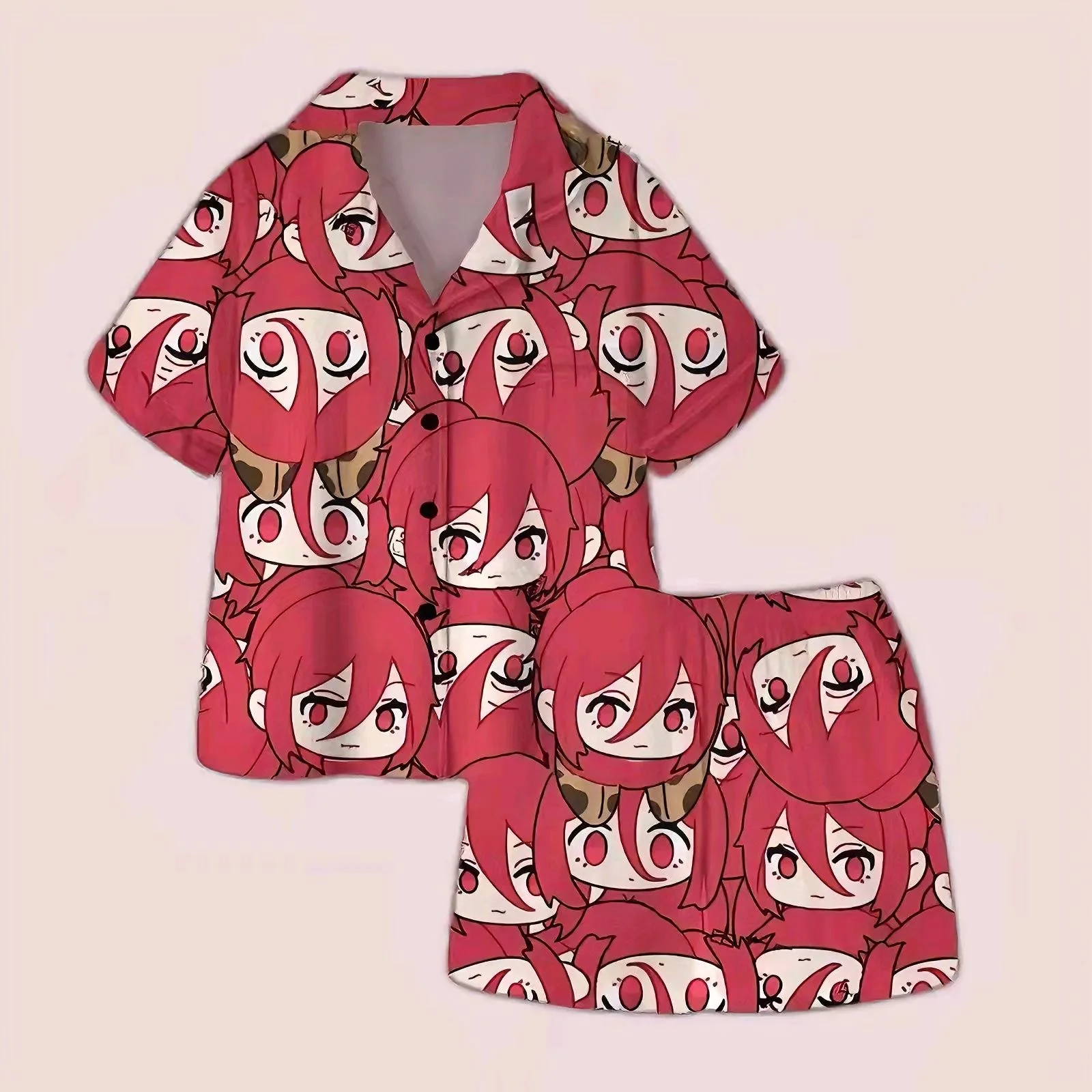 الأزرق السجن ألف قطع ليوبارد الحصان منامة المرأة الصيف قصيرة الأكمام السراويل أنيمي ماكوتو شيرو القطن الخالص