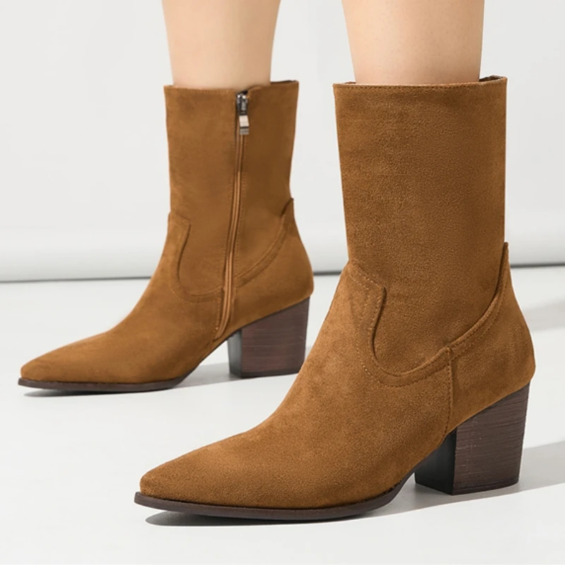 

Коричневые женские ботильоны, осенне-весенняя обувь, модные замшевые короткие ботинки с леопардовым принтом, обувь на низком каблуке с молнией, женская обувь для вечеринок
