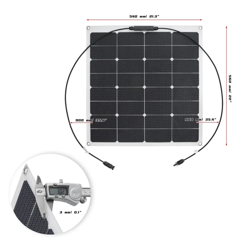 ETFE 50W Solar Panel Flexible 18V Portable Solar Cell Energy Charger DIY Connector For Charging Power System Car Camping RV Boat