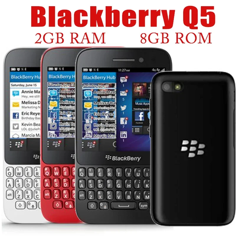 

Original Unlocked BlackBerry Q5 Cell Phone 2GB RAM 8GB ROM Mobile Phone 5MP Camera Smartphone WiFi Bluetooth QWERTY Keyboard Bar