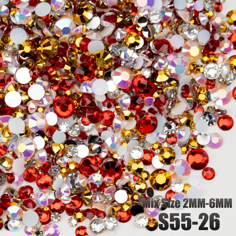 VDD Wholesale 30/100g Mix Size 2-6mm Resin Rhinestones Crystal Color AB Flatback Stones For DIY Crafts Nail Art Decorations