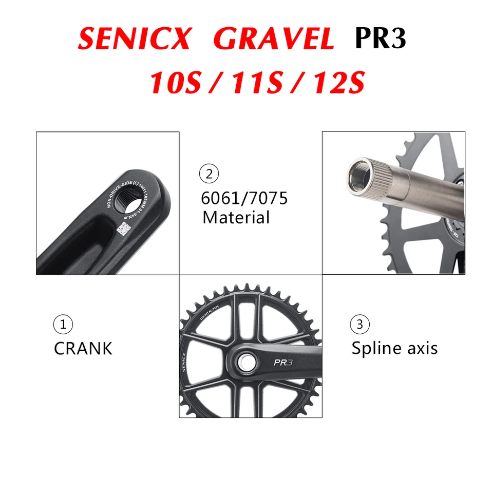 Senicx rxシングルスピードクランクチェーンセット、40t/42t/44t、165