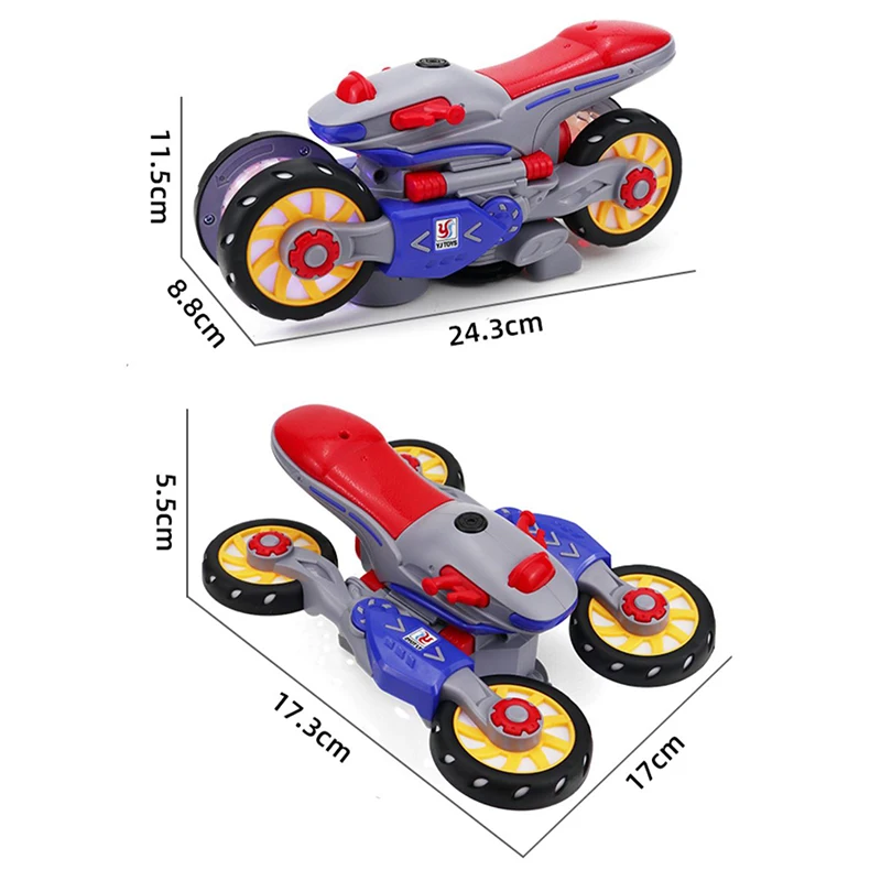 Children's electric universal motorcycle toy, boys' lighting, music, transformation, special effects toy car gift