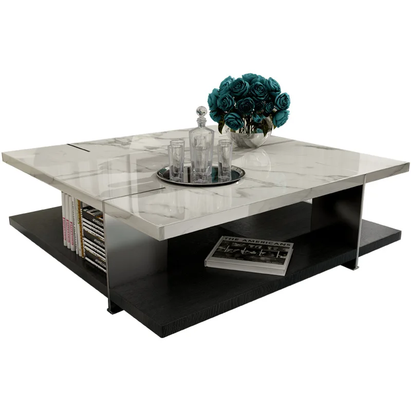 

simple Nordic square coffee table living room furniture coffee table small apartment marble combination coffee table