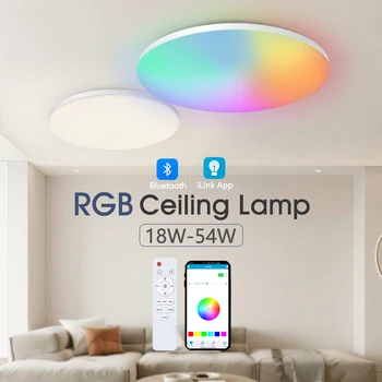 MARPOU RGB Bunte LED Runde Deckenleuchte Smart APP Dimmbar 370mm 300mm 18-54w 220v Umgebungslampe für Schlafzimmer Heimdekorationen
