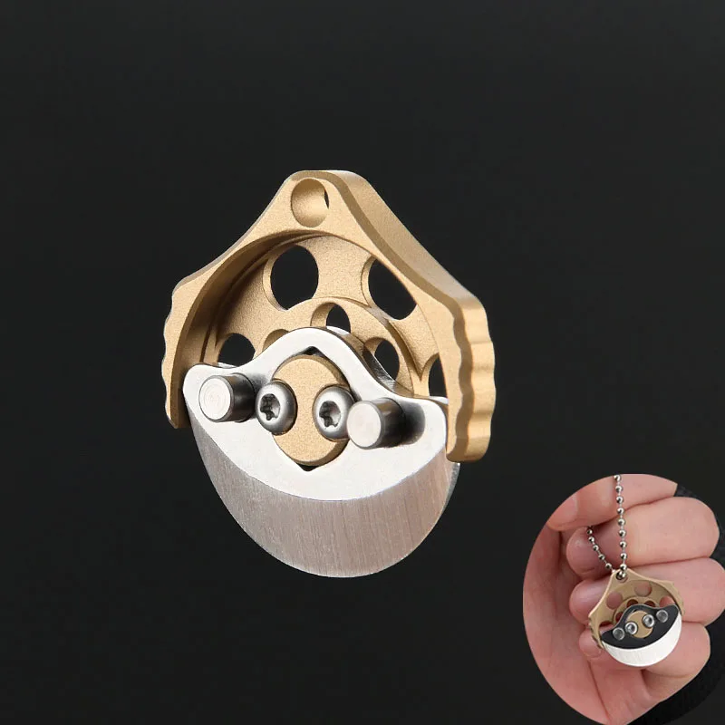 Mini Faca de Pires de Bronze Lâmina Circular Pingente Criativo Chaveiro Portátil Desembalando Expresso Original