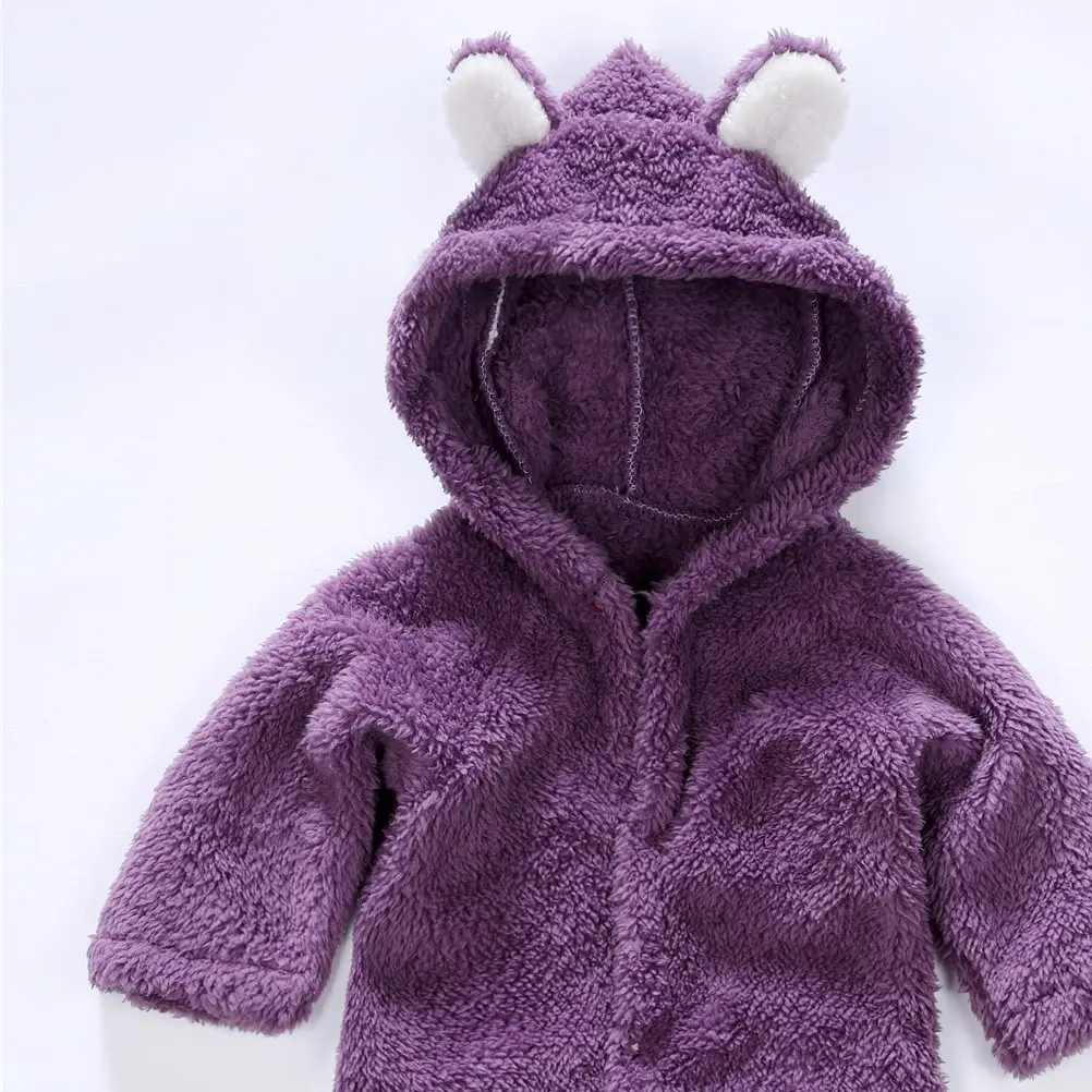 Baby Jumpsuits Winter Cartoon Animal Pattern Unbeatable Fleece Toddler Infant Purple 3-6M Daily Party Gift Choice