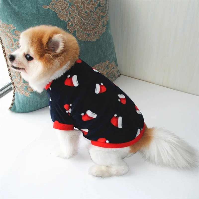 Christmas Dog Clothes New Year Pets Dogs Clothing For Small Medium Dogs Costume Chihuahua Shake Velvet Warm Dog Clothing