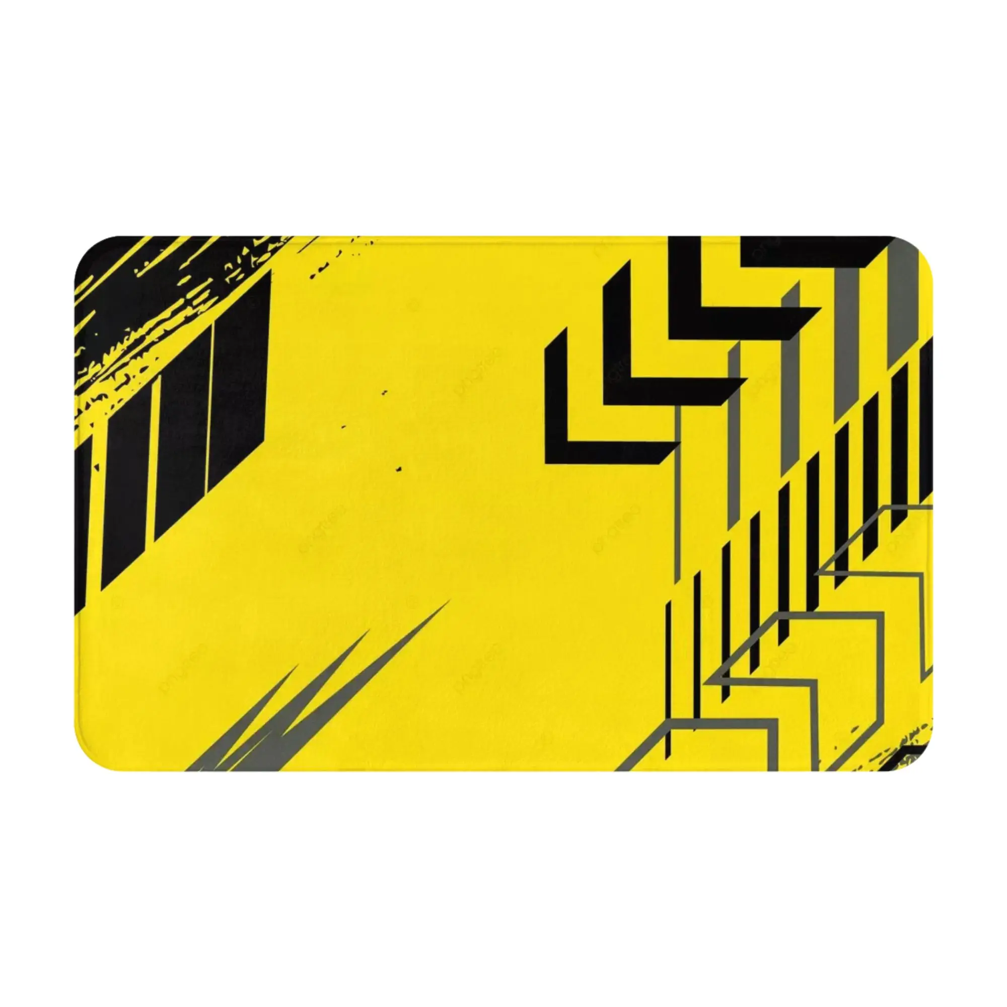 Yellow Black Grunge Chevron Geometric Pattern Anti-Slip Doormat Living Room Mat  Outdoor ModernDecor