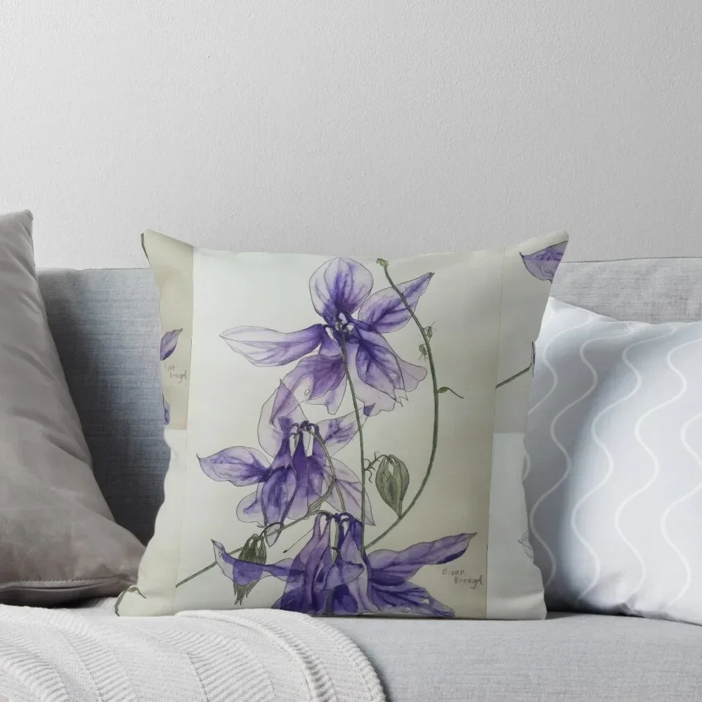 Aquilegia columbine blue watercolour painting Throw Pillow anime girl luxury decor Decorative Cushions For Luxury Sofa pillow