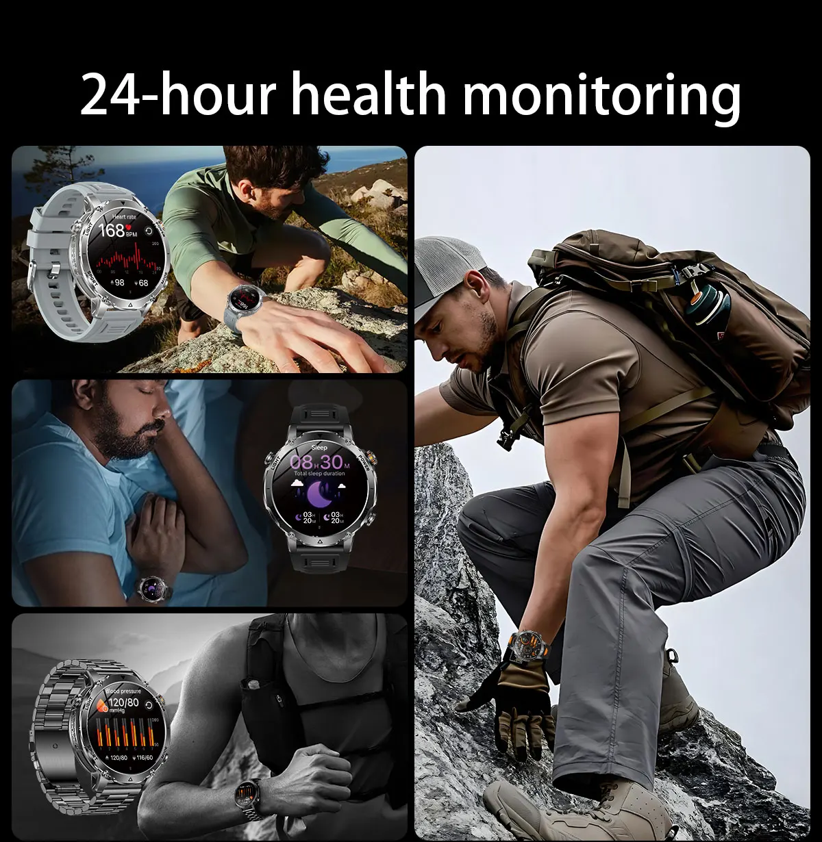 MEVADEN 1,7" Großbildschirm Herren Smartwatch Bluetooth-Anruf Sport-Fitness-Tracker Taschenlampe 1400mAh Gesundheitsmonitor Smartwatch – Detail 18