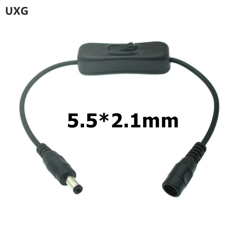 Inline 304 Switch On Off With Female Male Power Cable 5.5x2.1mm 2.5mm DC Connector Switch 5A 12V 24V For CCTV LED Strip Light image 5