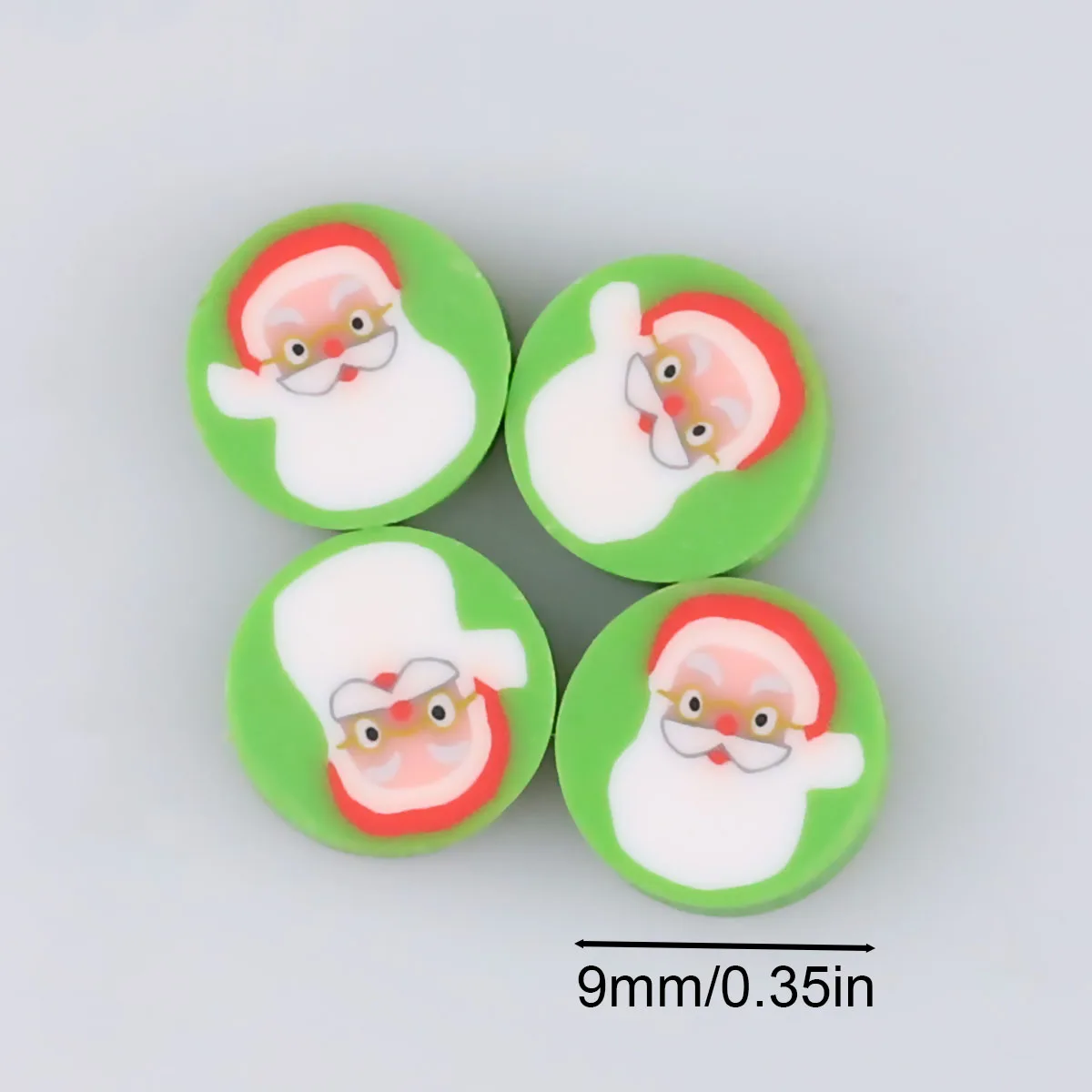 Approx 10mm Soft Clay Round Bead - Green Background Santa Claus Handmade DIY Jewelry Making Beads Loose Beads Necklace Accessori