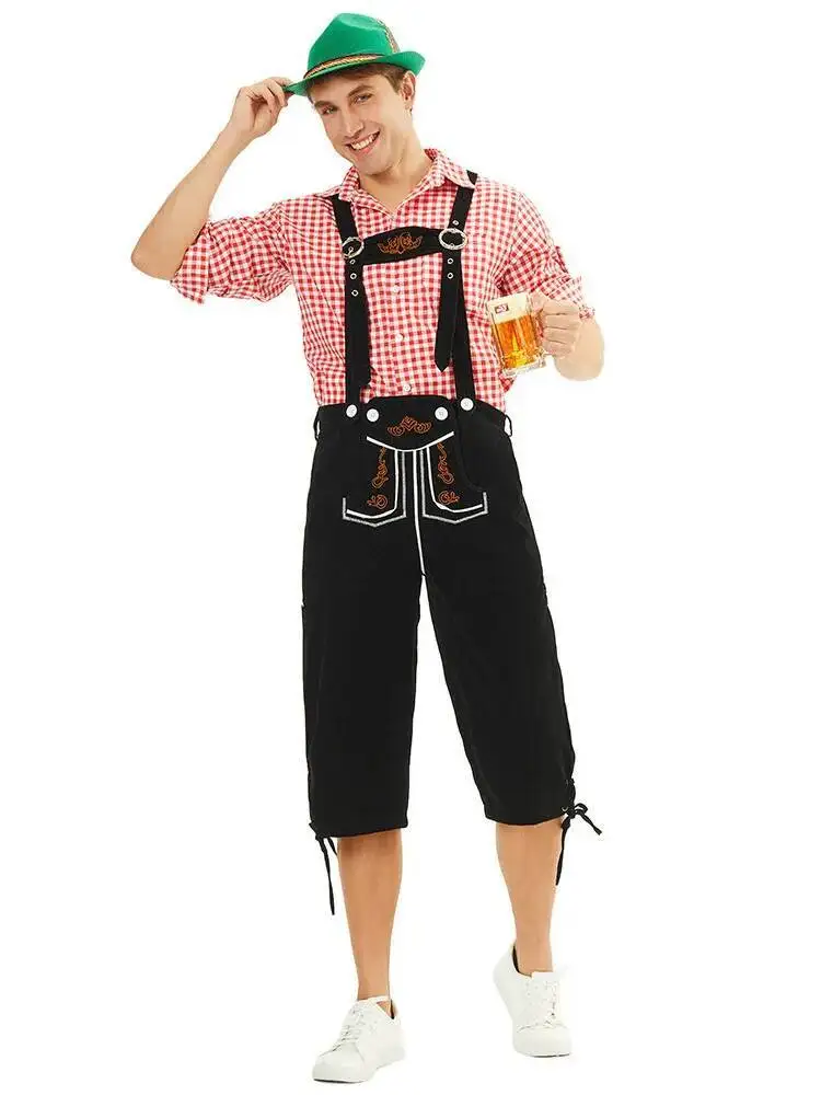 هالوين تأثيري الألمانية ميونيخ الرجال مهرجان البيرة زي منقوشة قميص وزرة البيرة مرحلة الأداء شركة #3