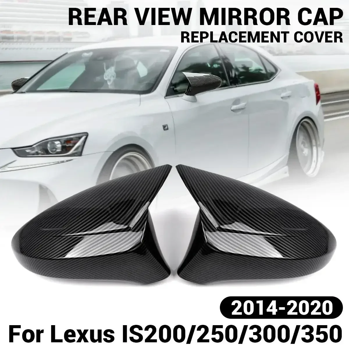 Pair Rearview Mirror Cover Wing Side Mirror Cap For Lexus IS200/250/300/350 2014-2020  M Style Rear View Mirror Cover Cap