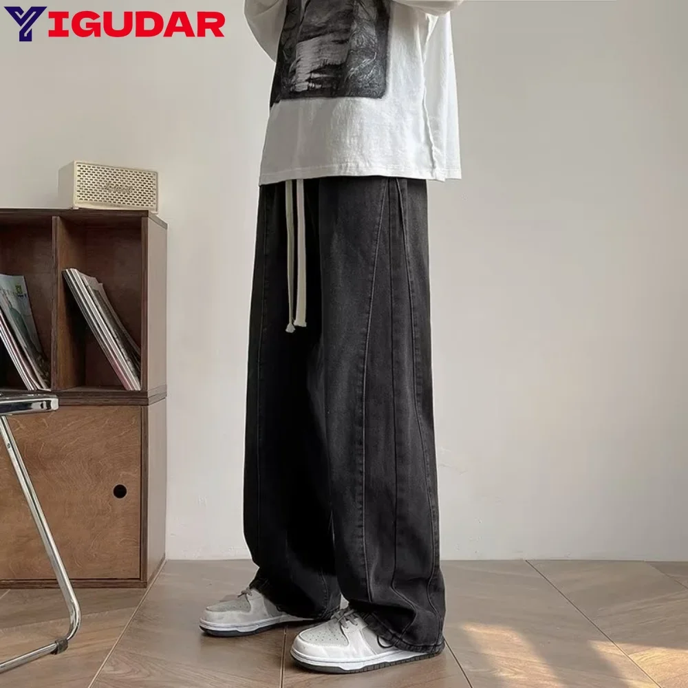 

Осень 2023, новые легкие роскошные модные свободные джинсы, мужские повседневные прямые брюки, одежда для мытья полов, pantalones hombre