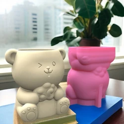 Flower Pot Silicone Mold Bear Succulent Resin Mould DIY Succulent Planter Molds Dropship