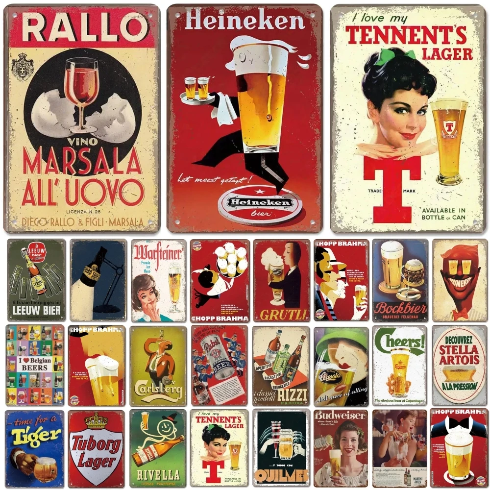 Aluminum Famous Beer Brand Poster Metal Sign Retro Belgian Dutch Beers Metal For Man Cave Bar Club Room Plaque Wall Art Decor