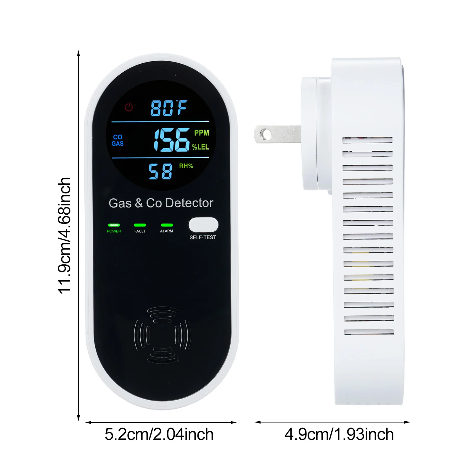 4 in 1 CO Monitor Alarm LED Carbon Monoxide Detector  & Natural Gas Combination Detector Plug in Wall Detectors CO & Natural Gas