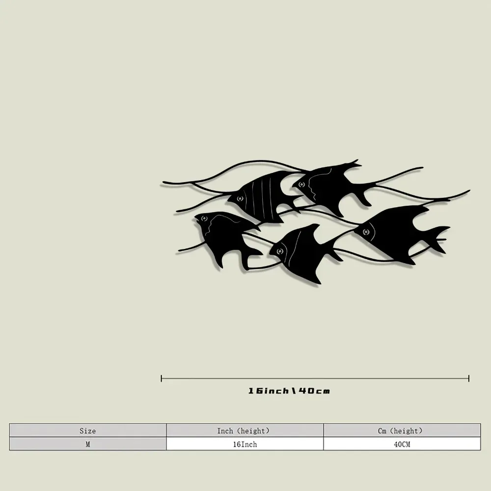 CIFBUY Nautical Abstract Iron Metal Wall Art, Modern Fish Sculpture Hanging Decor & Beach Home Bedroom Bathroom Ornament