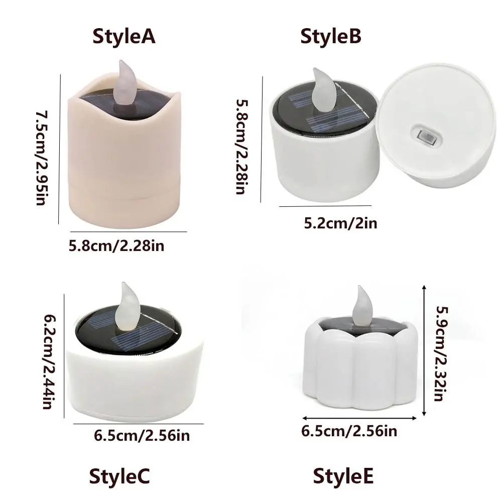 6pcs Waterproof Solar Tea Lights Romantic Flickering Terrace Lamp Warm Light Simulation Flameless LED Candle Lamp Outdoo