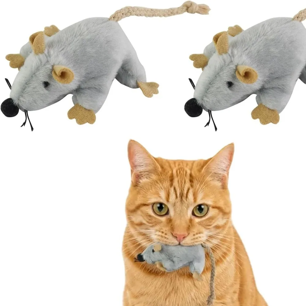 Soft Stuffed Cat Toy Mouse Fabric Compact Size Durable Pet Toy Indoor Outdoor Floor Play Birthday Holiday Gift for Home Use