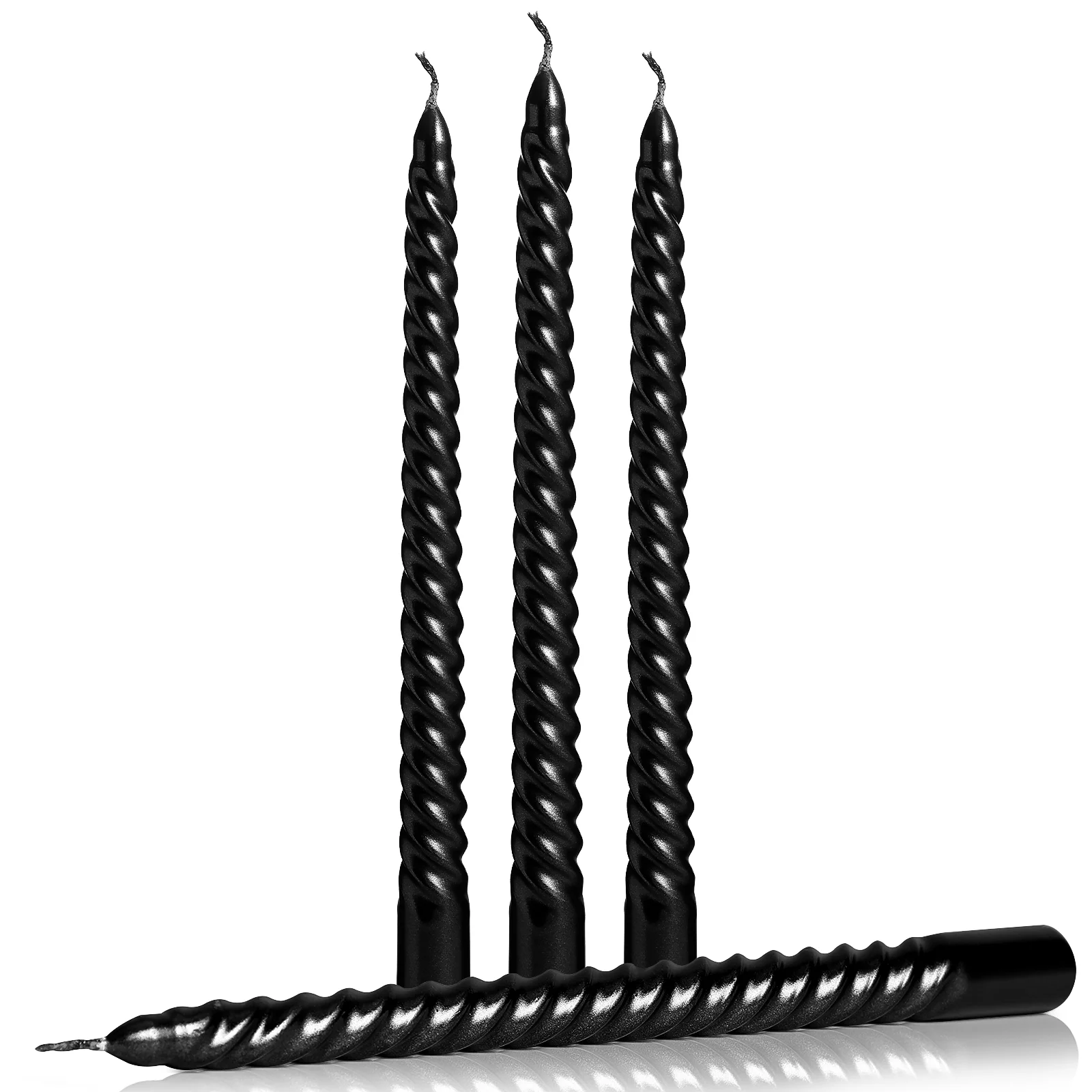 4 Pcs Long Pole Candles Threaded Stem Black Decorative Candlelight Dinner Props