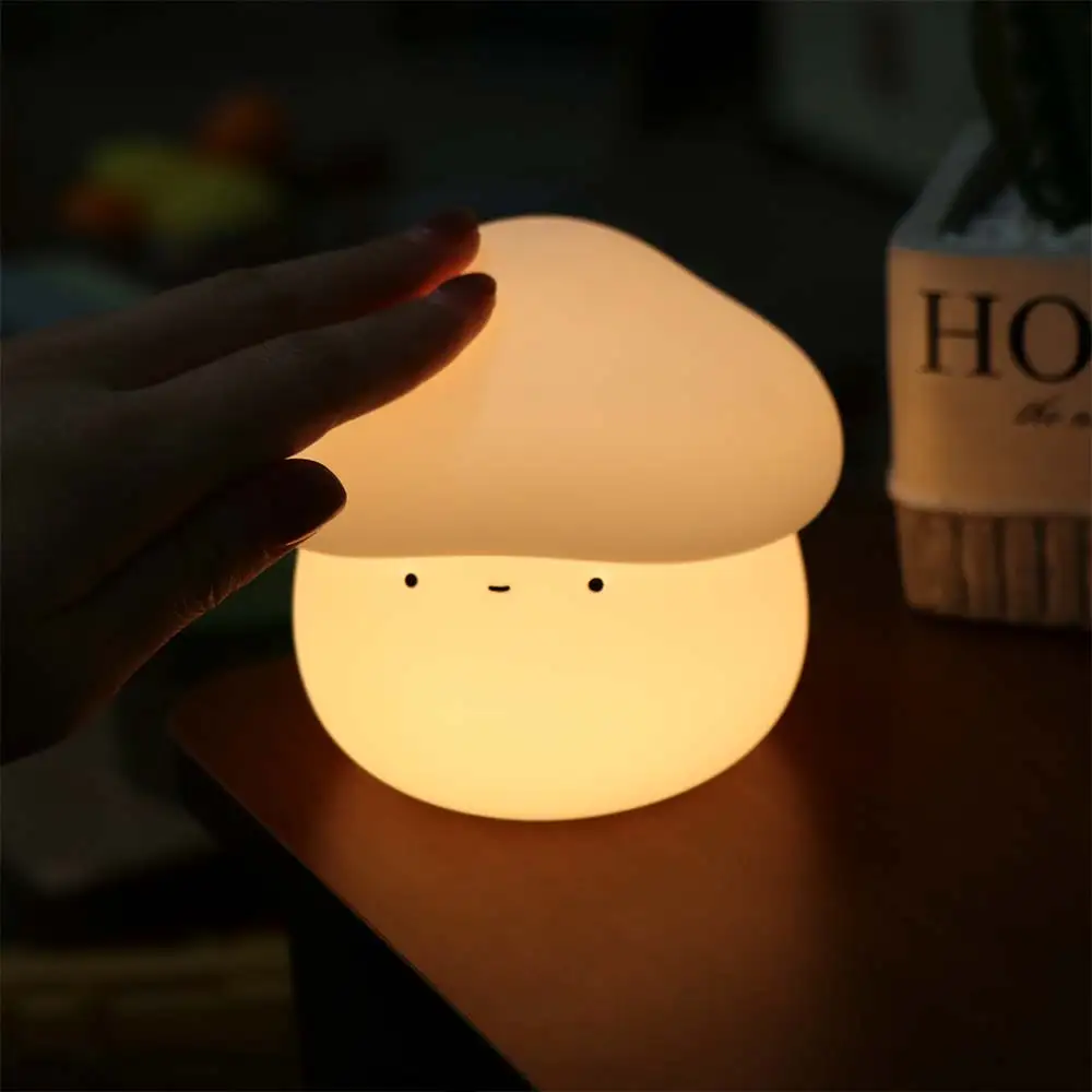 Touch Sensor Silicone Mushroom Night Lamp Soft USB Charging Sleeping Night Lamp Cute Creative LED Bedside Lamp Children