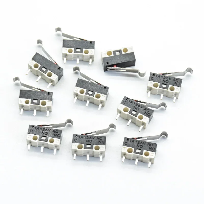 10pcs 12* 6 *6mm Limit Switch Push Button Switch 1A 125V AC  Switch 3Pins Long handle Roller Lever Arm SPDT  TIAIHUA