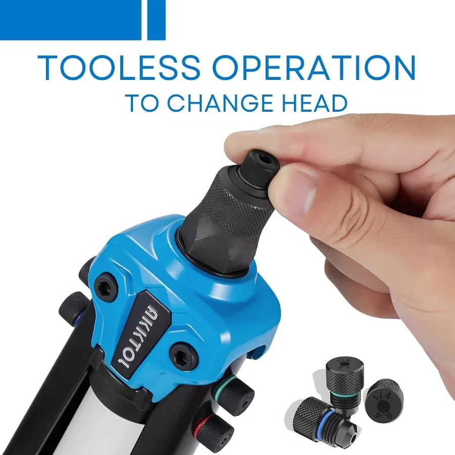 Heavy Duty 1 4 Pop Rivet Gun Kit with 210pcs Blind Rivets and 5 Nosepieces Including 3 16 1 8 for Metal Repair Gutter Installat