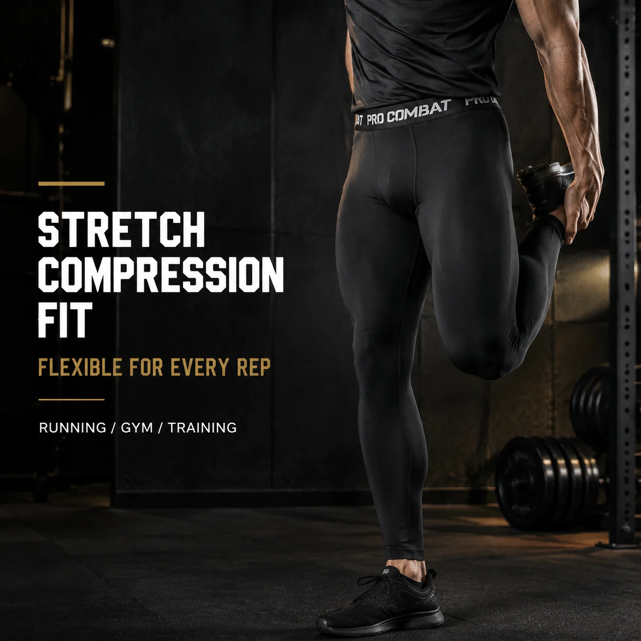 Men's Fleece Lined Compression Pants Thermal Running Leggings Stretch Base Layer for Winter Gym Training Workout Athletic Tights